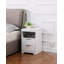 Table de bout de table de chevet blanche avec station de charge, 2 tiroirs et tablette de rangement pour la chambre à coucher | Idée de cadeau
