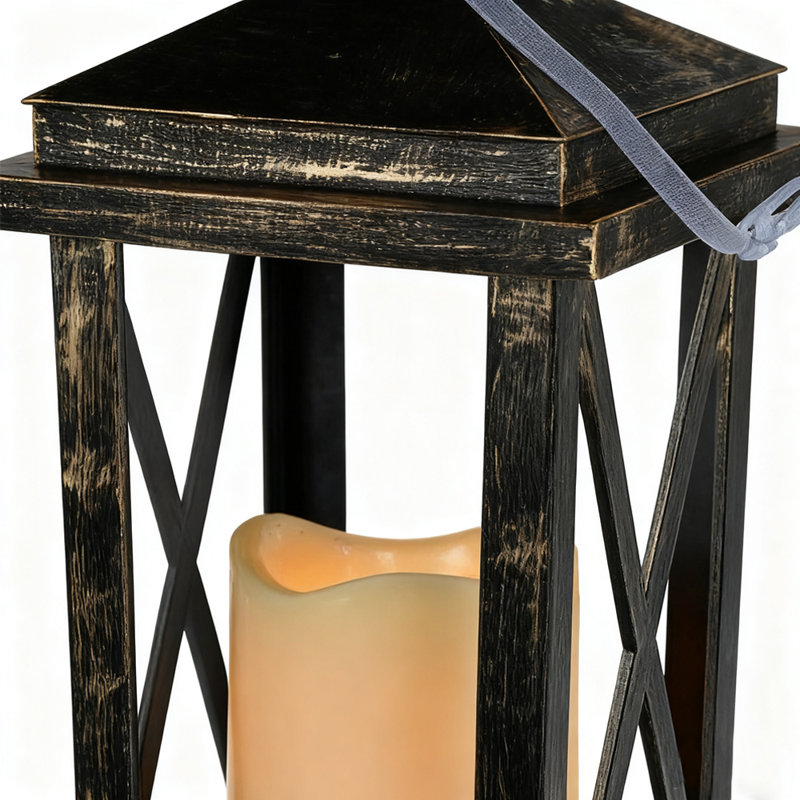 Lanterne rétro avec bougie DEL sans flamme, lanterne décorative avec bougie DEL