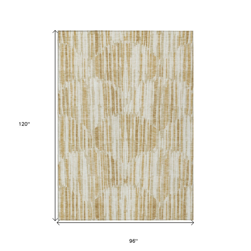 Tapis intérieur lavable abstrait beige et ivoire 8 pi x 10 pi