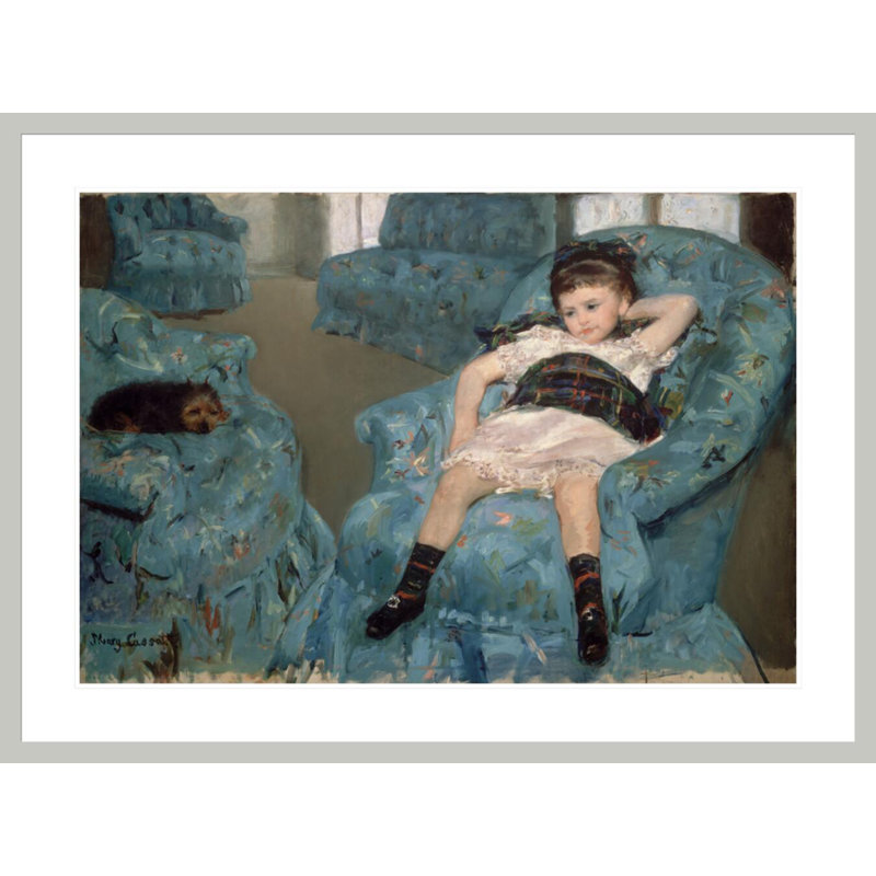 Petite fille dans un fauteuil bleu par Mary Cassatt, H 30,76 po x l 41,5 po