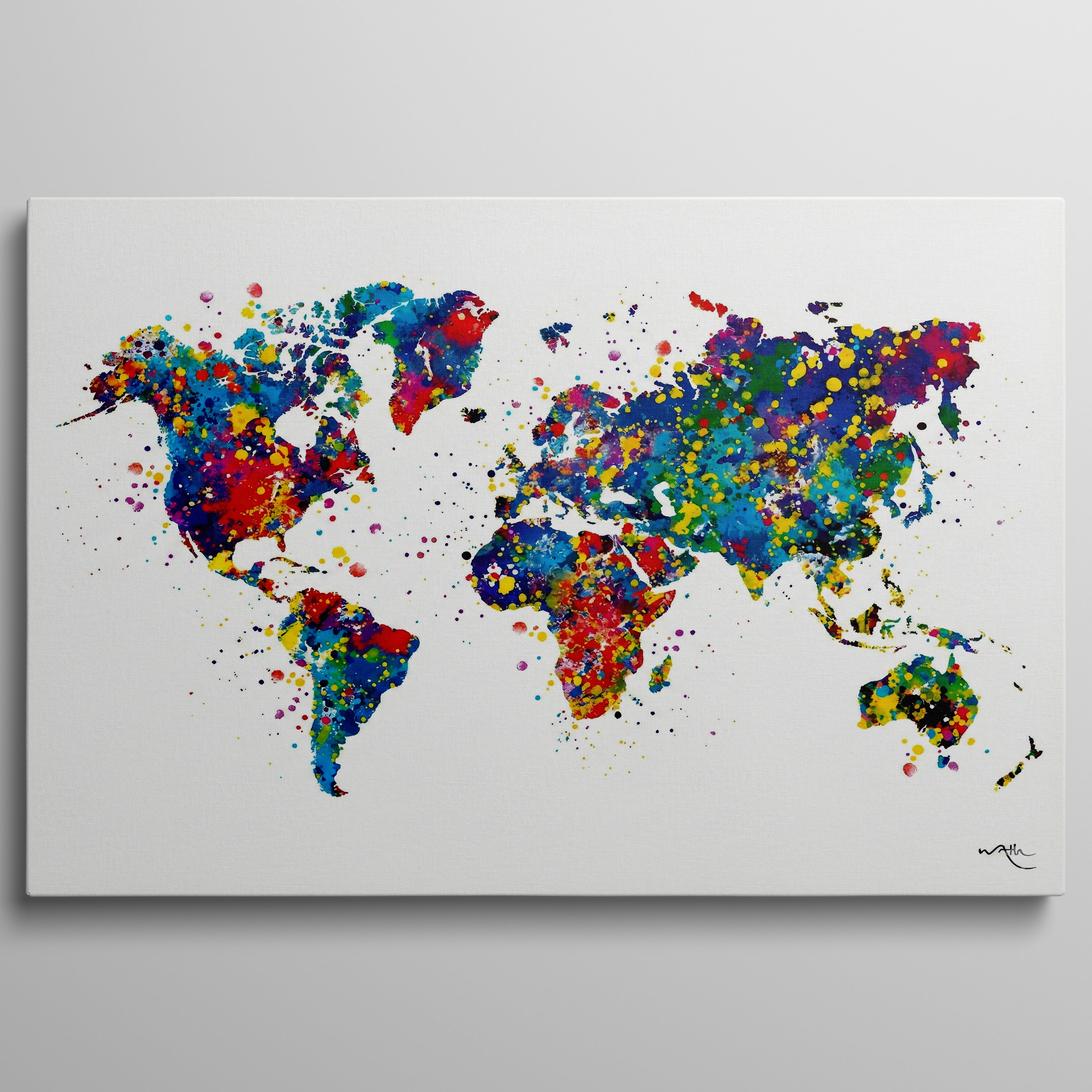 Topbout Vibrant Color Splash World Map Canvas Art Ready To Hang ...