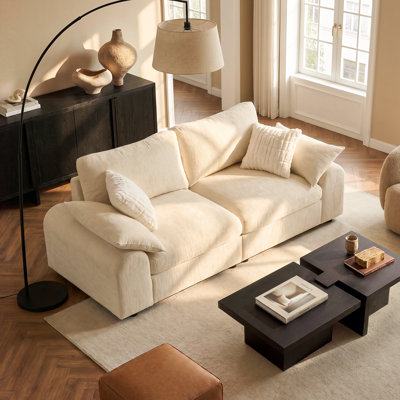 Rialto 2-Seater Modern Chenille Cloud Modular Loveseat Sofa with Washable Covers, Tool-Free Assembly