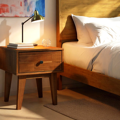 Table de chevet en bois massif avec tiroir de rangement Acacia Sofia