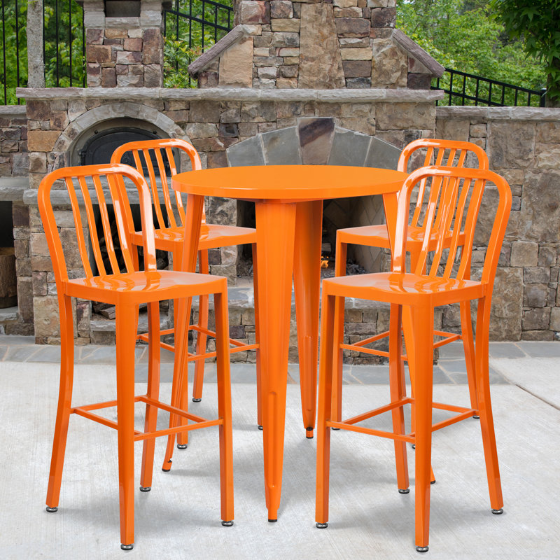 Ensemble de salle à manger pour 4 personnes 35,25 po Posey, Orange, 30.25"