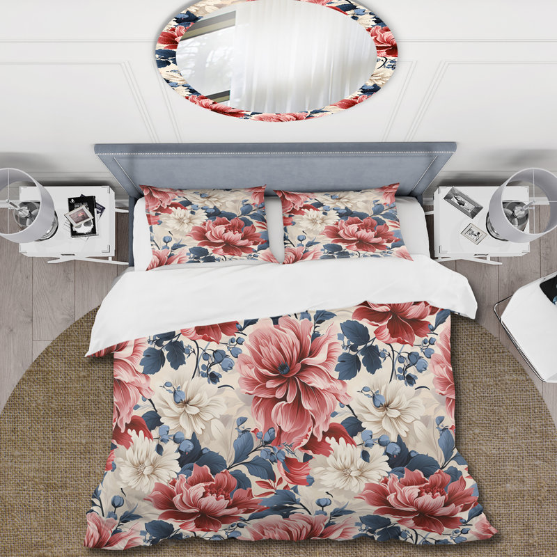 Literie à motif floral français I, Housse de couette simple + 1 taie décorative stan