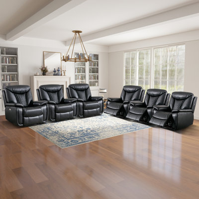 Fauteuil de cinéma inclinable Mehrab de 40,6 po de diamètre avec bouton d'alimentation et port USB (ensemble de 6)