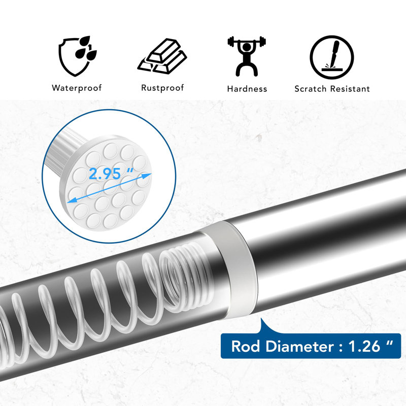Tension Curtain Rod, 51-165 Inch, Adjustable Spring Rod, Stainless