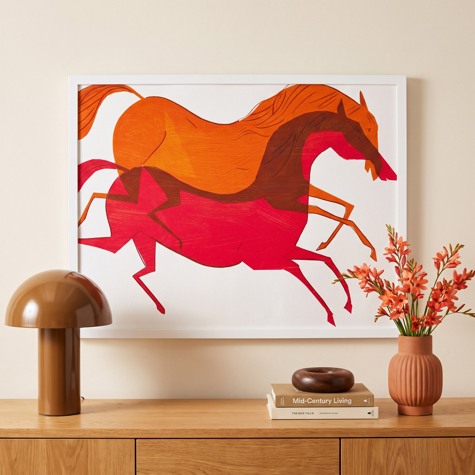 Horses Print by Richard A. Allen, White, 20" H x 25" W