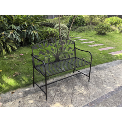 Metal Garden Bench Tree Pattern