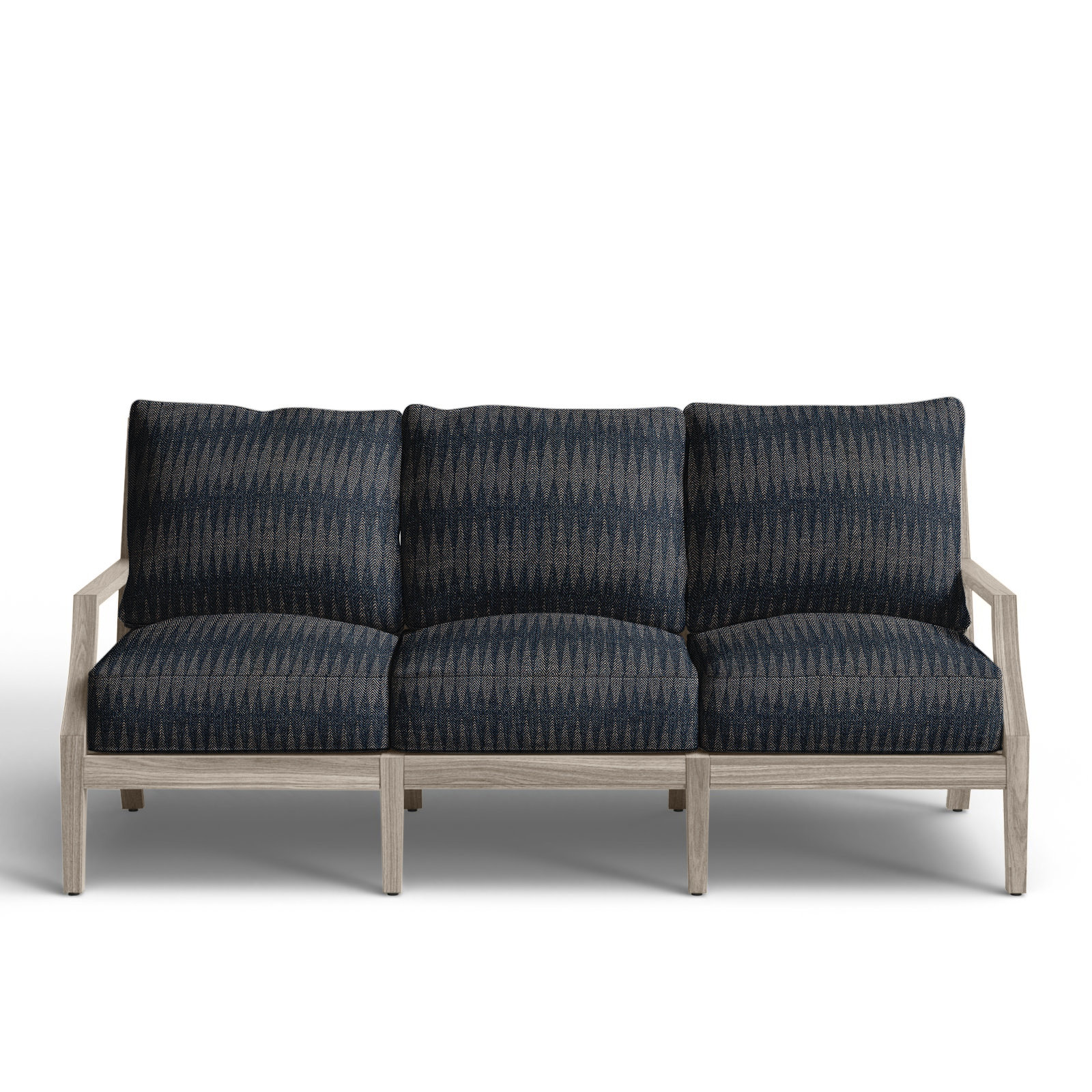 Haley 82" Sunbrella® Patio Sofa, Oyster Teak, Dove Sunbrella® Linen, No welt + Standard fill
