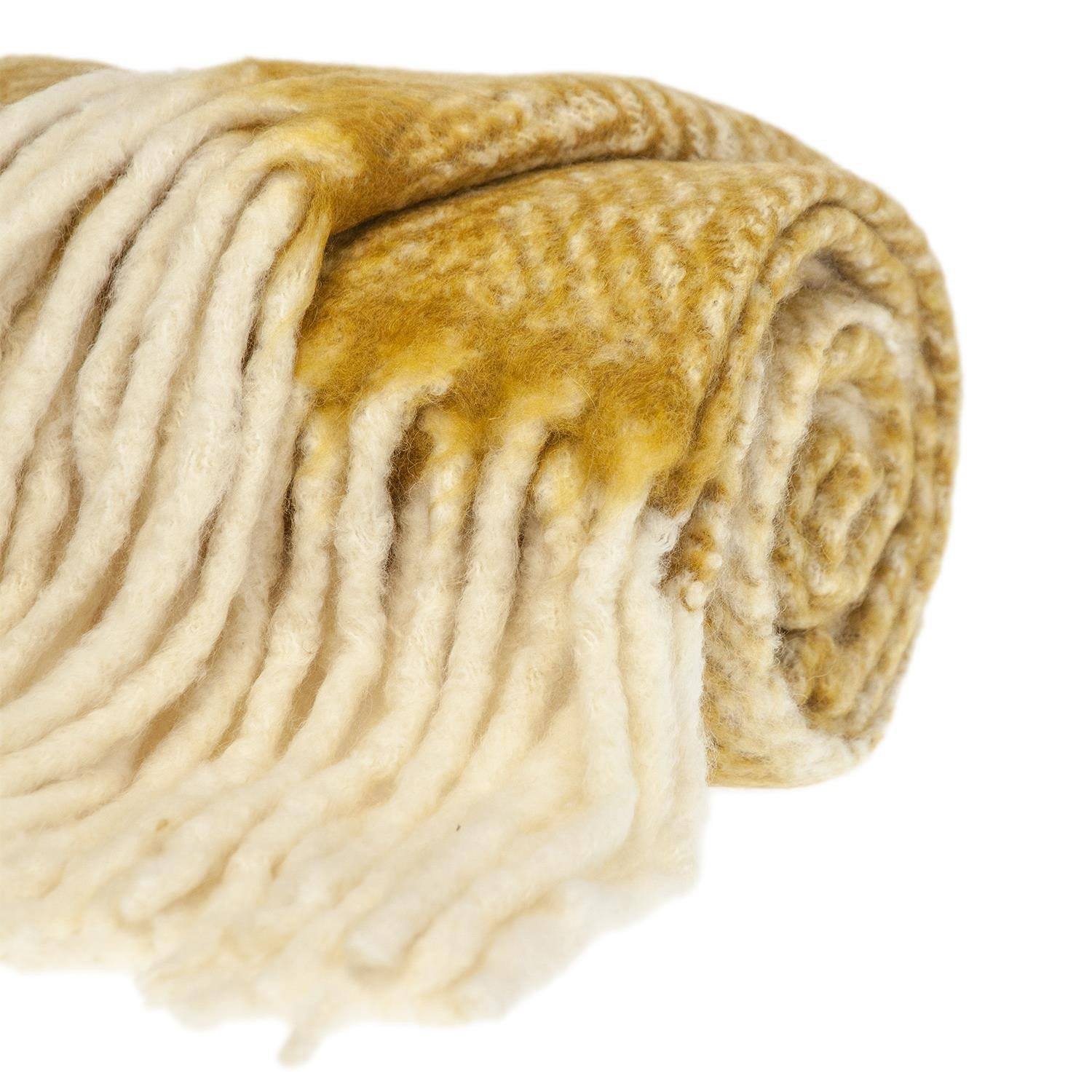 Ixia Knit Wool Blend Throw Blanket, Mustard