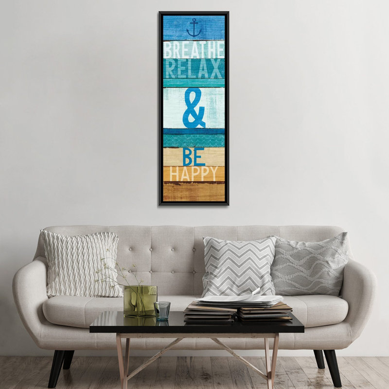 «Beachscape Inspiration I», art textuel sur toile, H 36 po x l 12 po x P 1,5 po, Toile encadrée noire