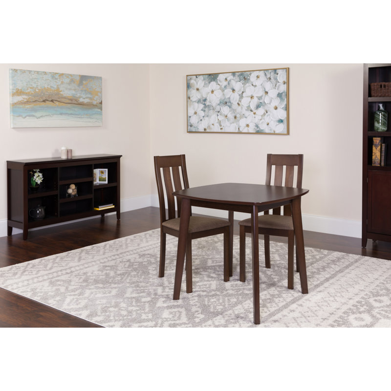 Ensemble de salle à manger en bois massif 3 pièces Hulings, Espresso