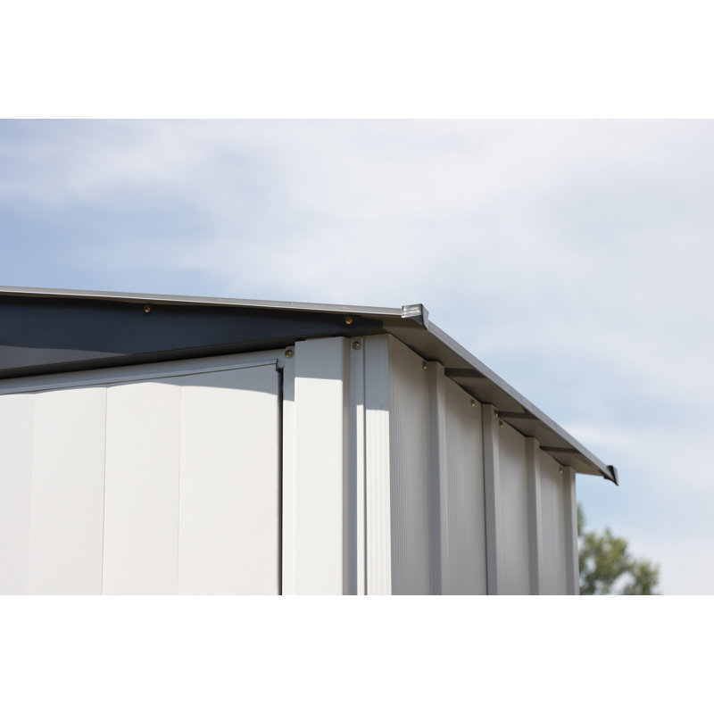 Flute Gray and Anthracite Steel Patio Shed with Swing Doors