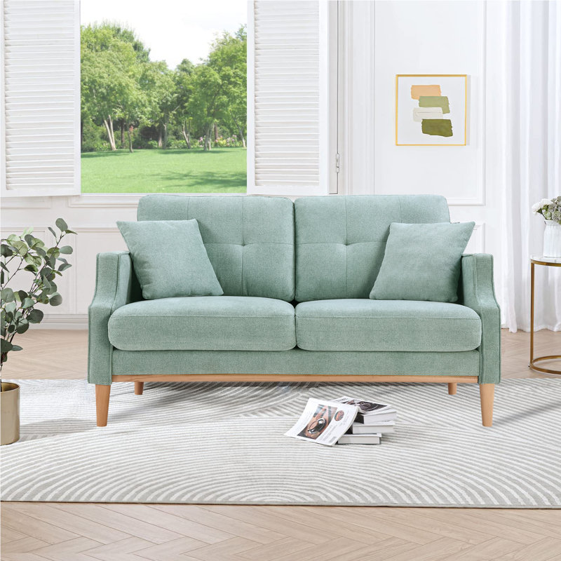 Causeuse à accoudoirs carrés 56,7 po, Polyester vert