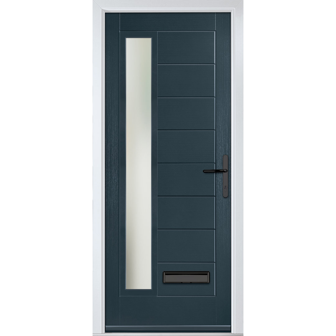 Crystal GRP Front door Monza Right Anthracite Grey 890mm x 2090mm Open in Right hand Stipolytte Glass