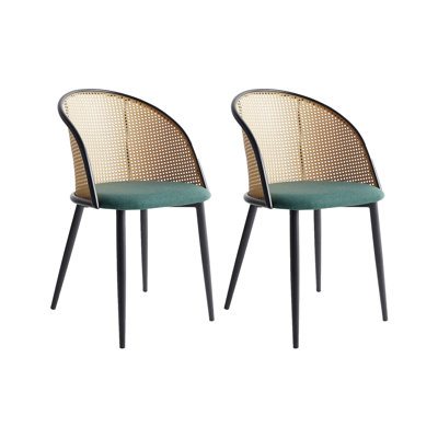 Annah 43cm H Polyester Upholstered Full Back Side Chair in Green