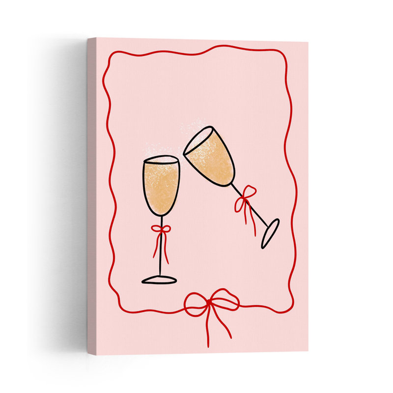 Champagne Cheers, impression d'art contemporain romantique, H 36 po x l 24 po