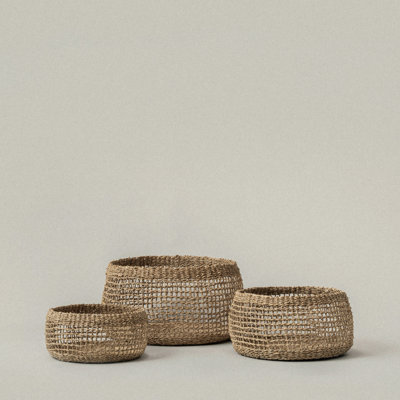 Panier rond en jonc de mer Siwa (lot de 3)