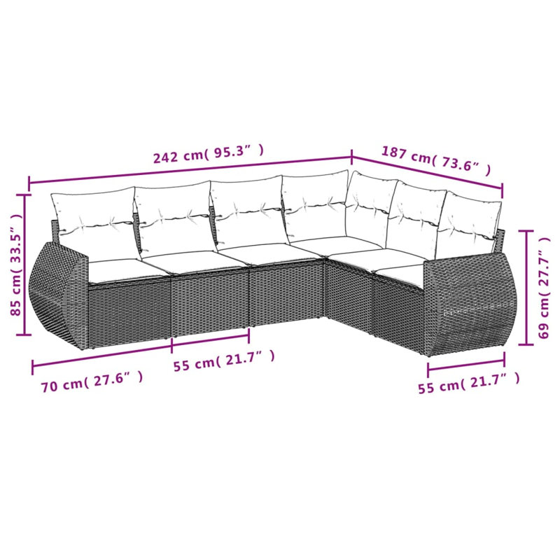 Ensemble de canapé de jardin Vidaxl, Beige, Blanc