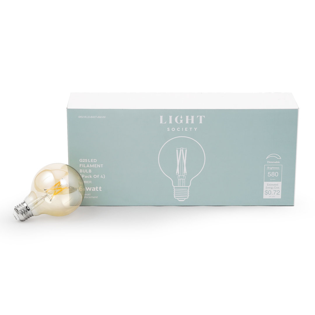 60 Watt Equivalent G25 E26/Medium (Standard) Dimmable 2700K LED Bulb (Set of 4) Light Society