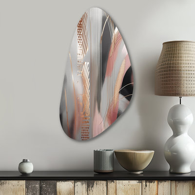 Pink Rose gold Circle Complexity I - Irregular Shape Abstract Modern Shapes Transitional Metal Wall Art, Asymmetrical Metal Wall Sculpture Print