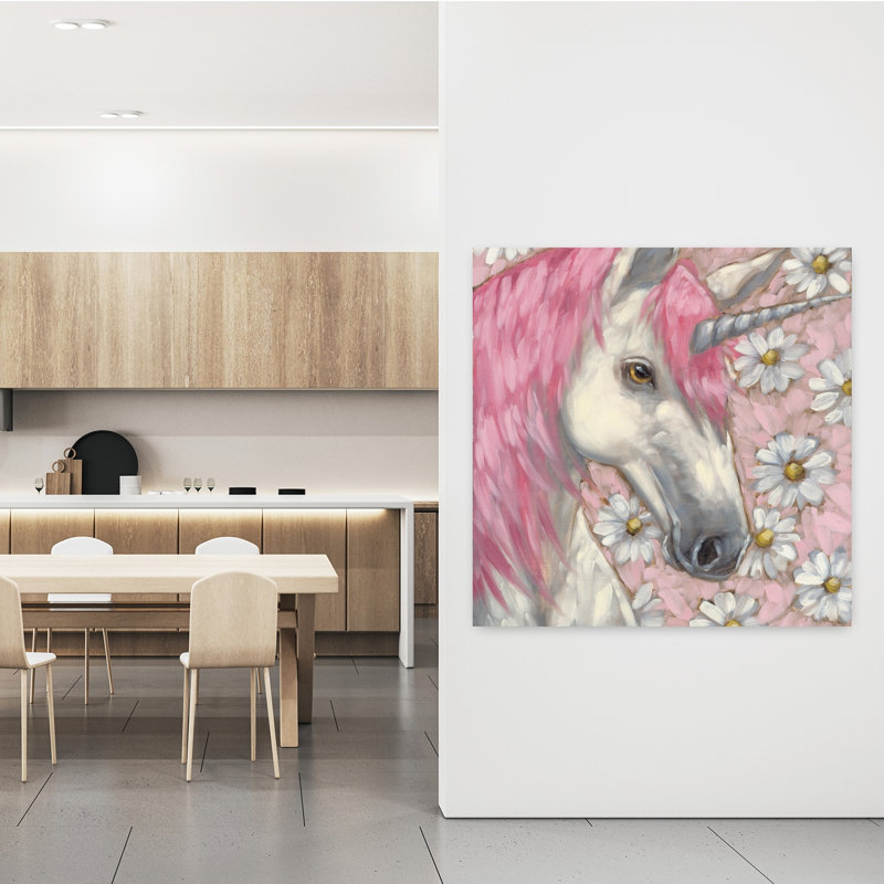 Art de fleur de voeux rose fantaisiste contemporain, H 48 po x l 48 po