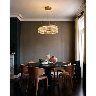 Lustre 4 lumières DEL or avec cristaux transparents
