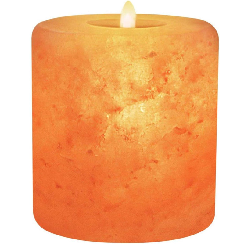 Himalayan Glow Round Cylinder Style Tealight Salt Candles Holder, Cylinder Style