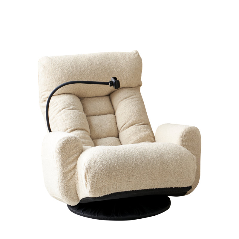 Rotatable Lounge Chair In Beige With Extra Soft Seat And Adjustable Features Head Waist Support 360 Degree Spin, Beige