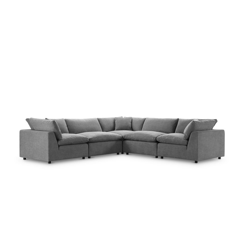 Canapé modulaire 5 pièces JoJo Fletcher Luxe, Lin gris