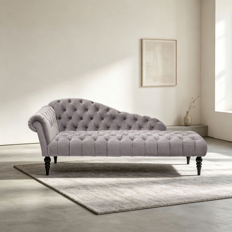 Chaise longue de luxe en tissu gris, Orienté vers la gauche