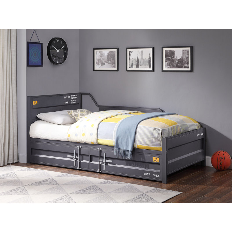 Cargo White Finish Daybed W/Trundle, Gunmetal