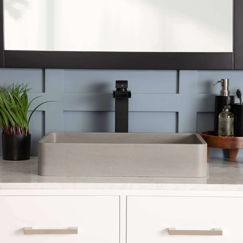 Chevington 12.88'' Concrete Rectangular Bathroom Sink, Light Gray