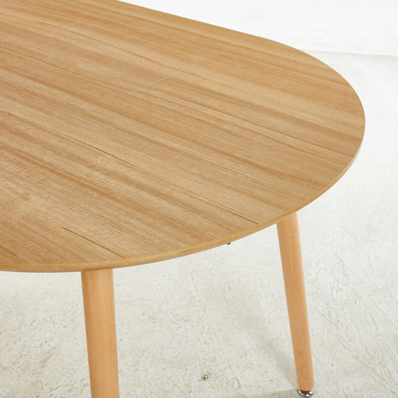 Oak - Colored Extensible Table For Dining Or Office Use, Top, Metal Legs, 140x100x75cm, Exquisite Design Traits Table, Colored, Unique Elements