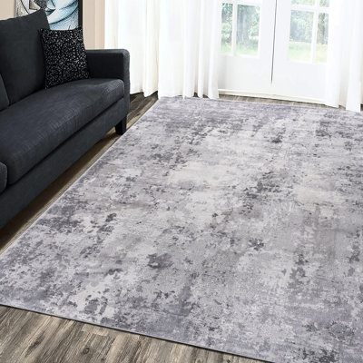 Tapis 6X9 en gris - non délestable, teint, élégant pour le bureau à domicile, la chambre à coucher, le salon, la salle à manger sans perte de nourriture, la décoration de bureau moderne