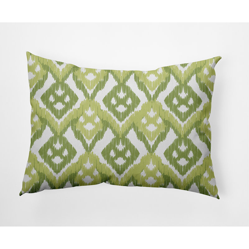 Ikat Outdoor Reversible Throw Pillow, Green