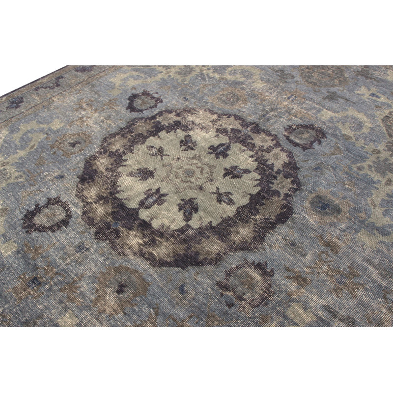 Distressed Homage Hand Knotted Wool Oriental Area Rug, Runner 3' x 8'