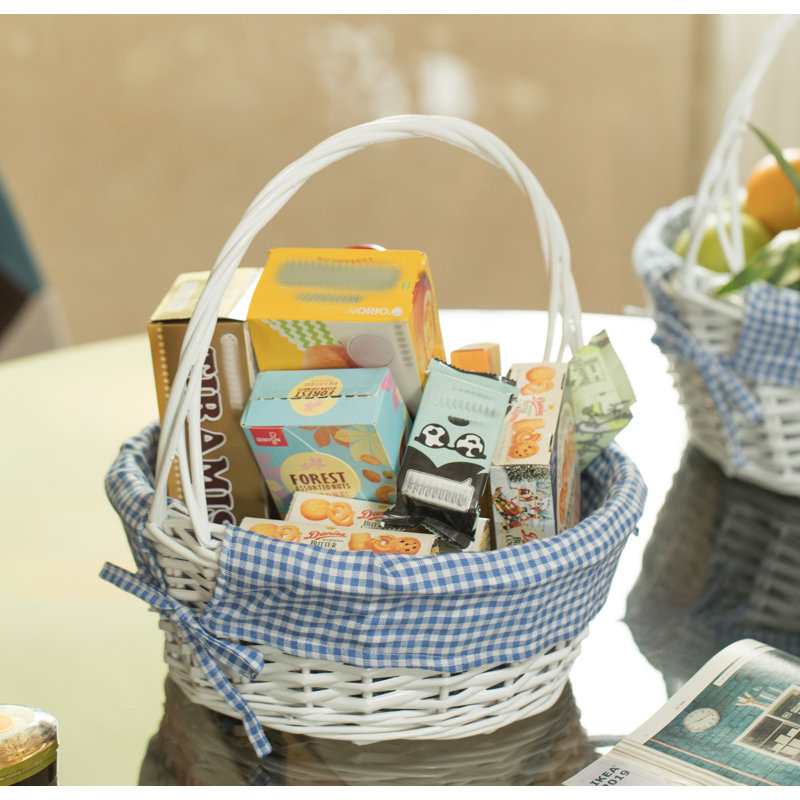 Panier en saule, H 15 po x l 13 po x P 13 po, bleu