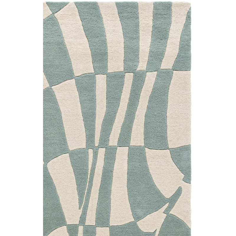Amier Hand Tufted Wool And Viscose Geometric Rug, Rectangle 5' x 8'