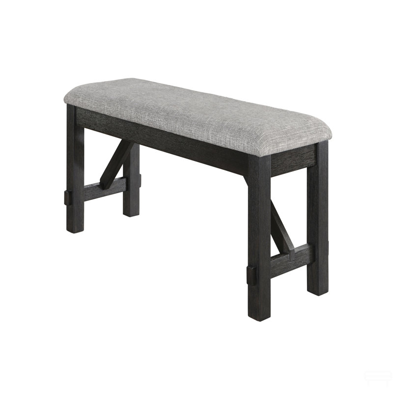 1Pc Upholstered Seat Wheat Charcoal Finish Bench