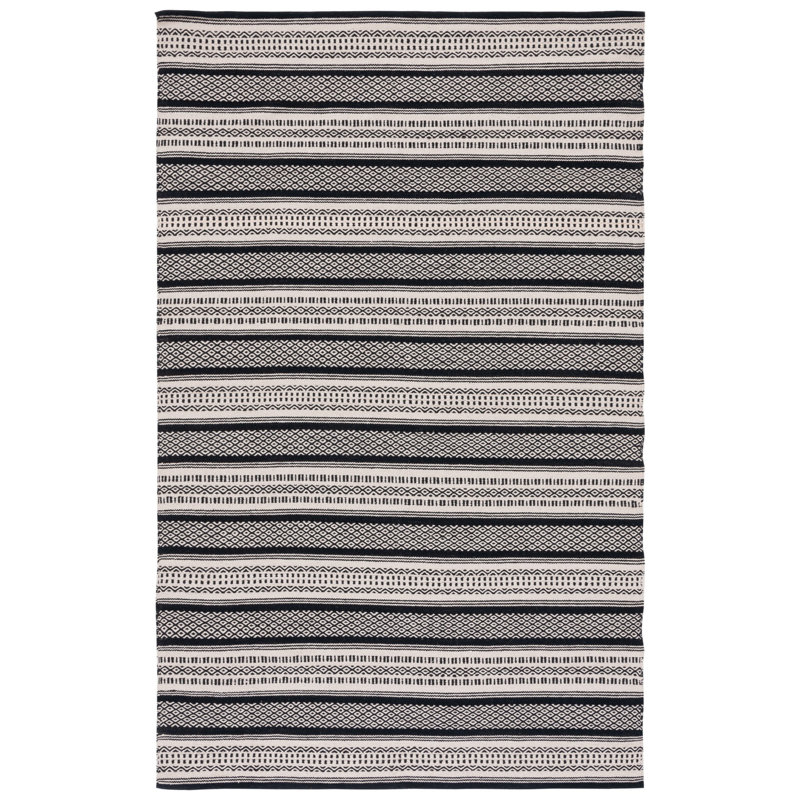 Damauri Flat Weave Cotton Striped Rug, Round 6'