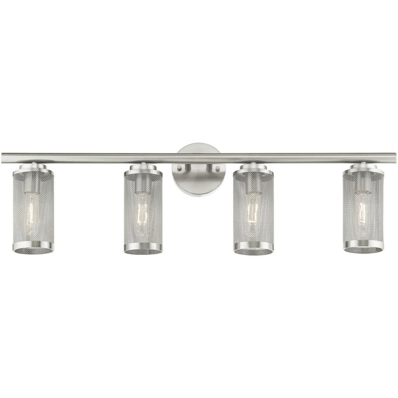 Luminaire pour salle de bain 4 lumières en acier inoxydable brossé nickel brossé - 35,5 po