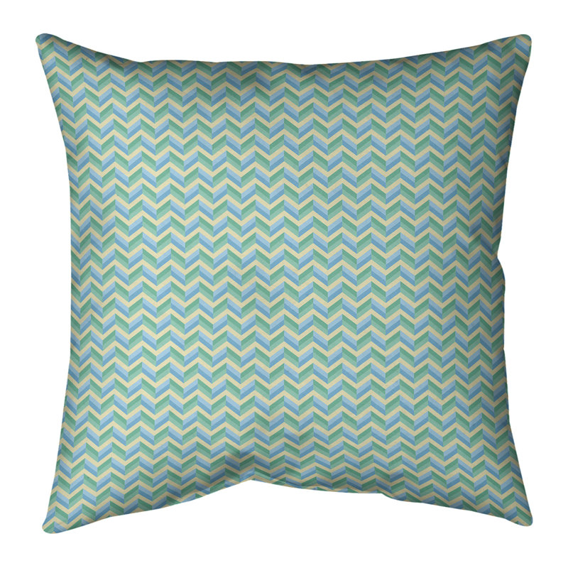 Coussin en lin Katelyn Elizabeth, H 18 po x l 18 po, Pas de bourre, Vert et bleu