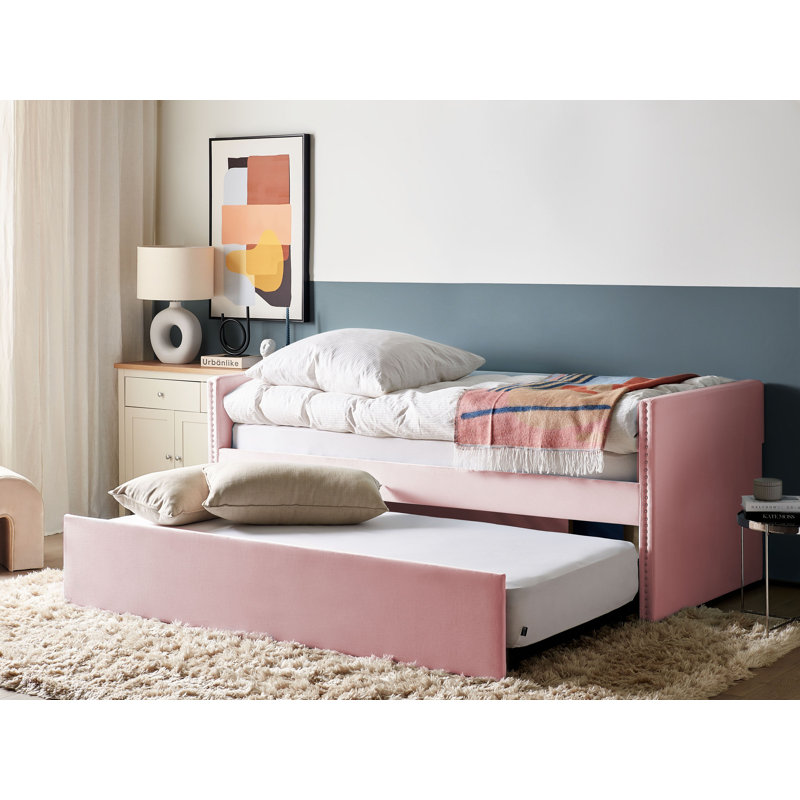Baskin Upholstered Daybed with Trundle, Pink