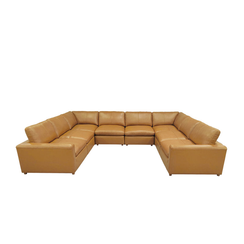 Canapé modulaire en cuir rembourré, Gingembre gingembre