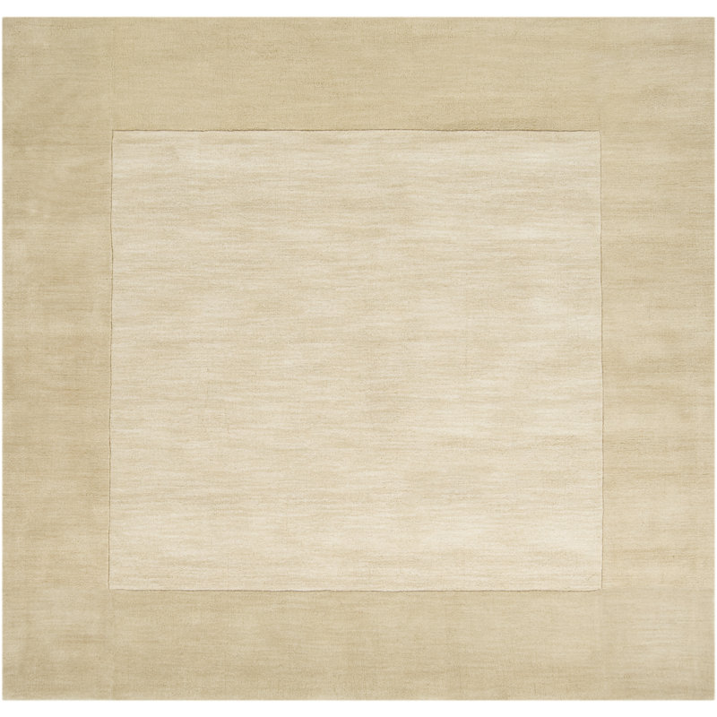 Tapis kaki / beige en laine fabriqué à la main Dolma, Carré 8 pi