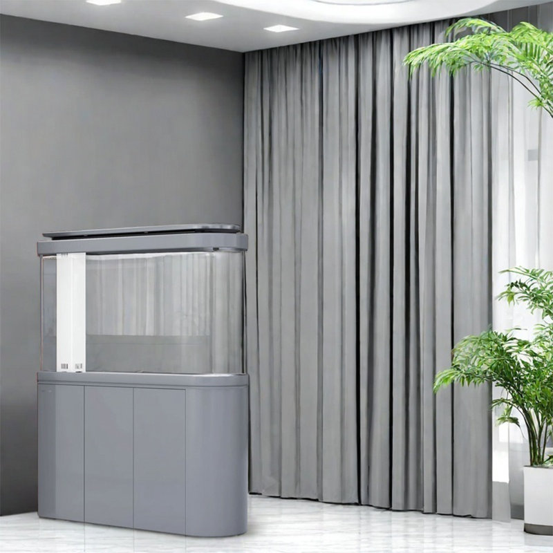 Aquarium aquarium semi-circulaire simple et moderne, Gris, H 61,4 po x l 47,2 po x P 15,7 po