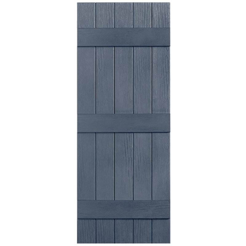 Paire de volets en vinyle fermés à trois lattes et cinq planches, 77", Indigo