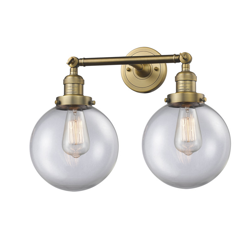 Clementina 2 - Light Dimmable Vanity Light, Clear, 6 Watt Vinage LED Bulb, Brushed Brass